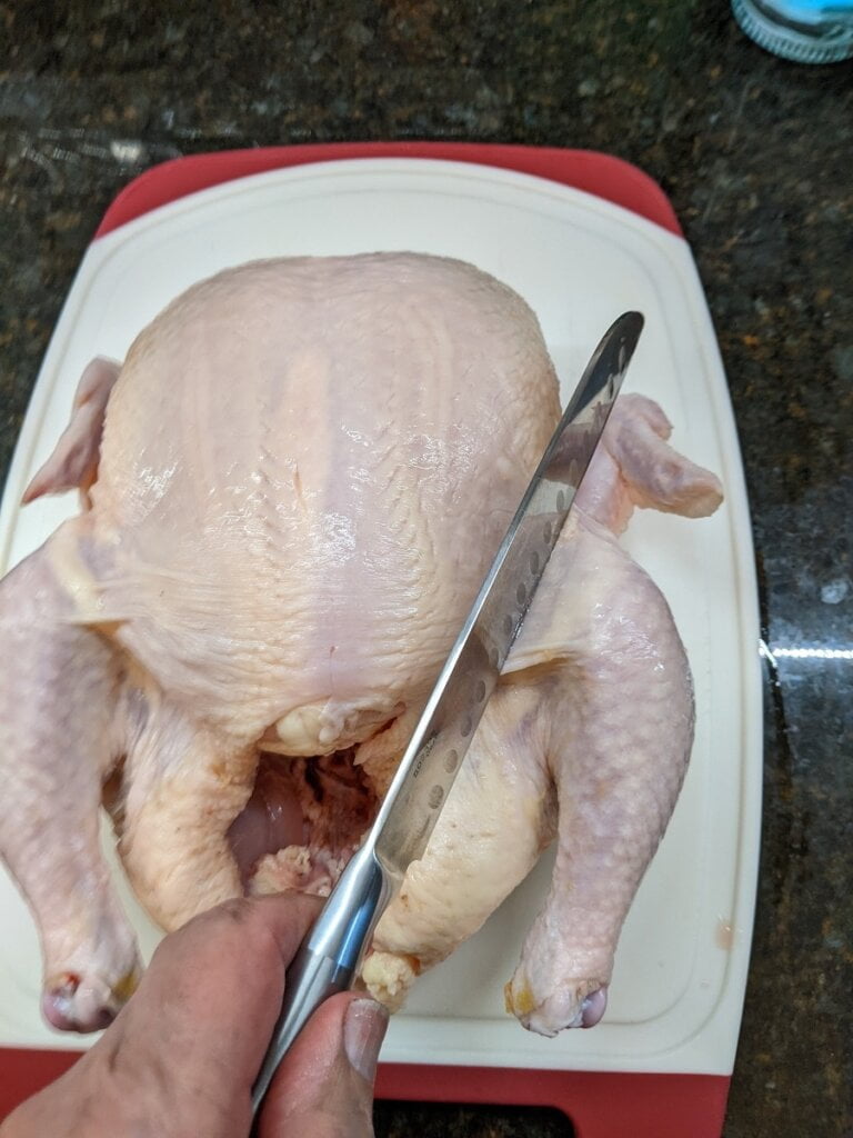 how to cut up a full chicken starting with leg