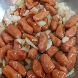 Cook-the-little-smokies-in-oil-and-diced-onions-1