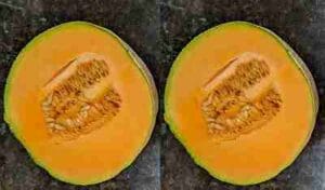 Cut the cantaloupe in half 1