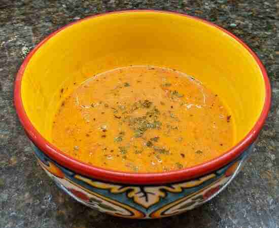 Finished creamy homemade v8 tomato soup