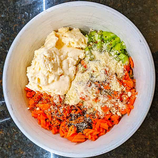 All Ingredients Added for How to Make Recipe for Southern Chicken Salad