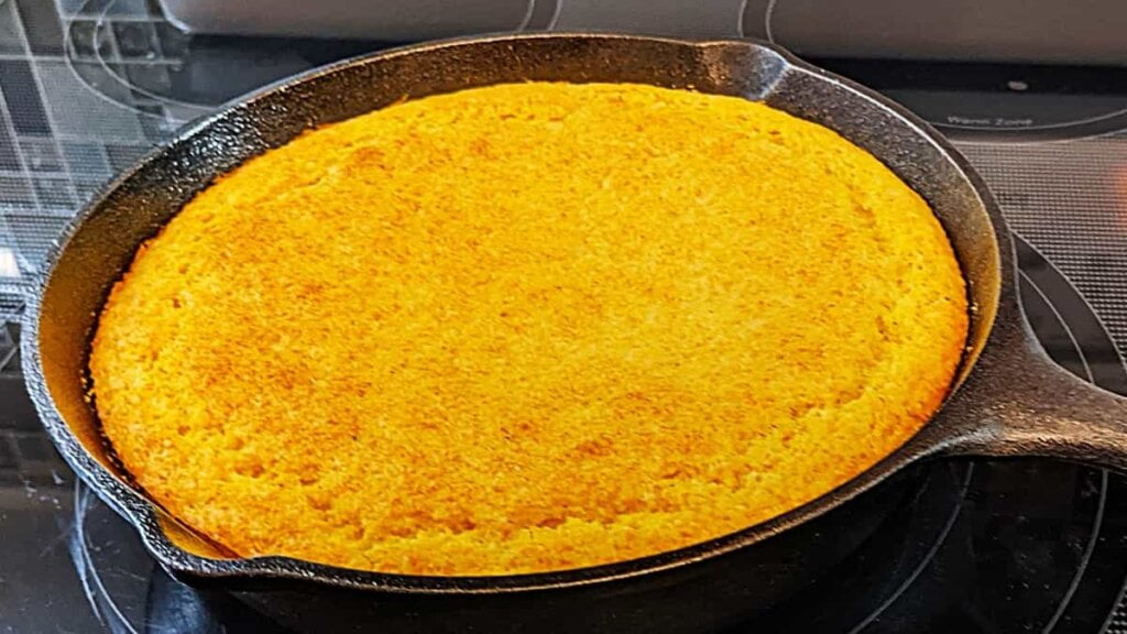 baked small batch cornbread recipe resting before slicing