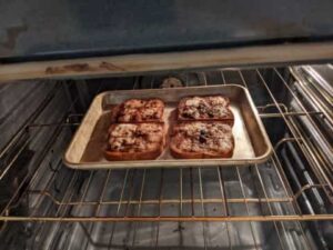 broiling prepped slices on middle shelf for cinnamon toast recipe