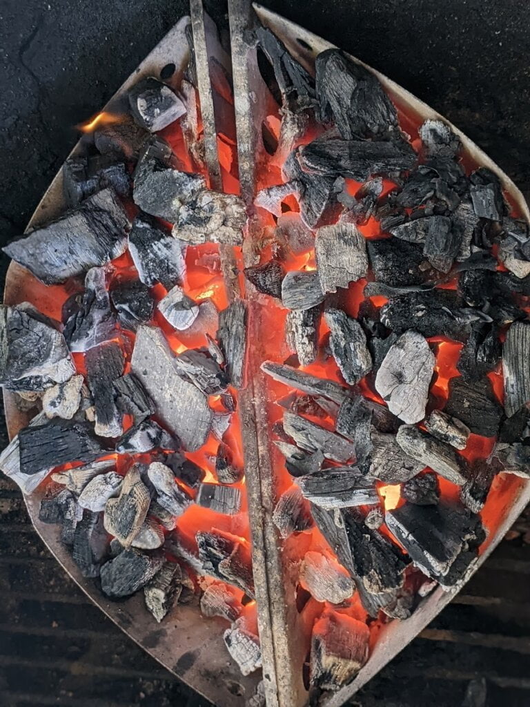 charcoal bbq and rotisserie hot coals