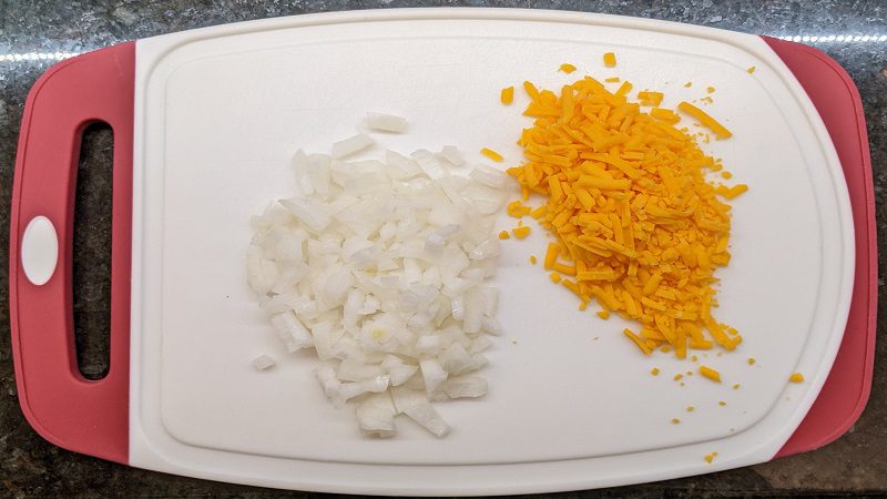 chopped onions and shredded cheese are good toppings