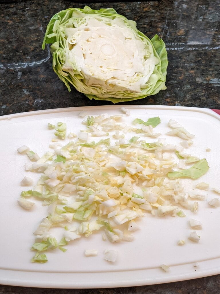 Coarsely chopped cabbage for tartar sauce