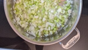 Cooking initial ingredients of cream of celery soup