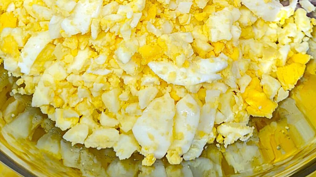 diced eggs for southern egg potato salad