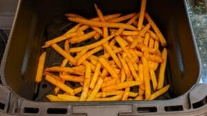 finished air frying checkers fries after recipe steps done