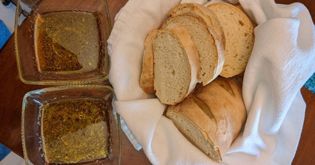 french bread with olive oil dipping