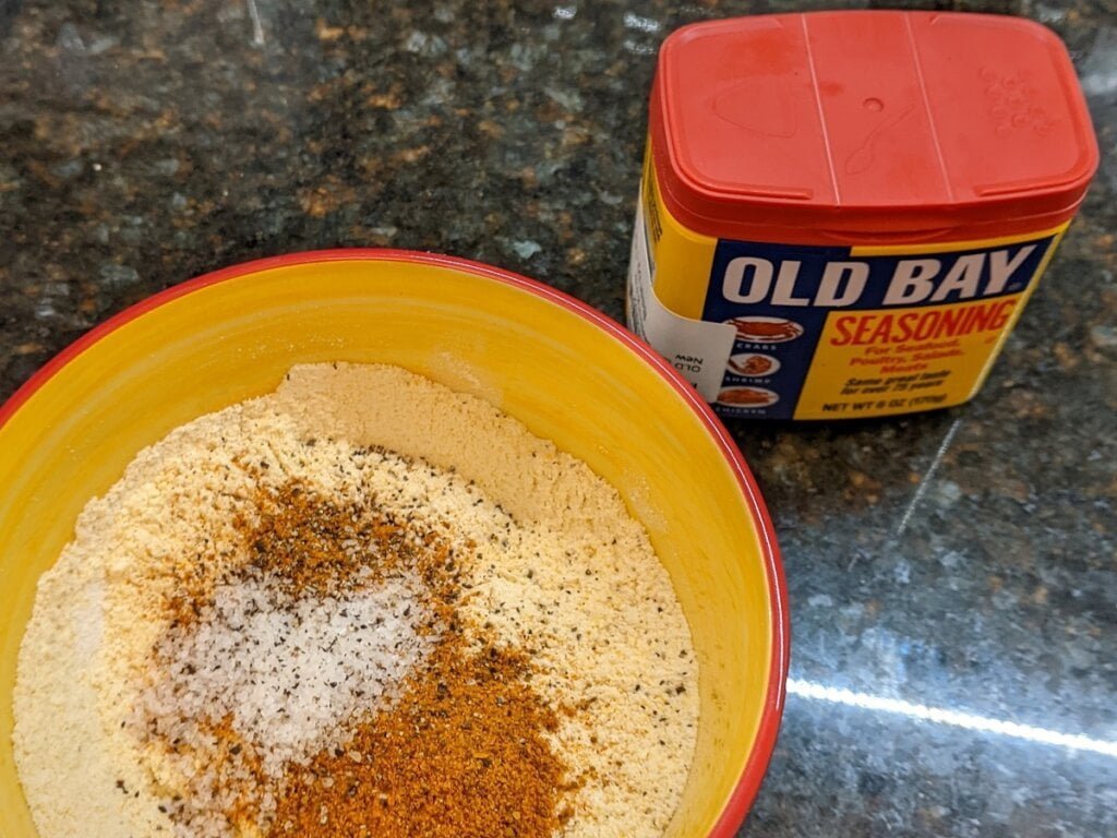 fried fish seasonings with old bay and flour and cornmeal