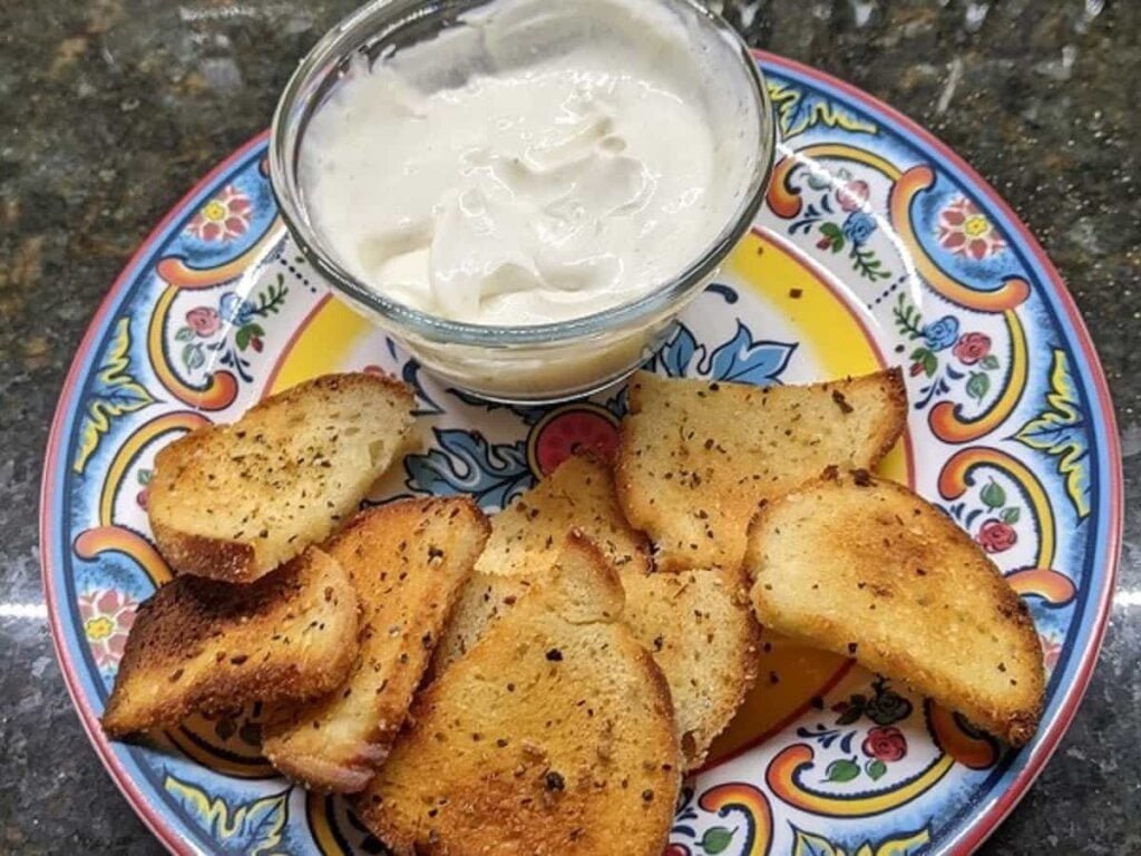 Garlic crostini for good super bowl food ideas