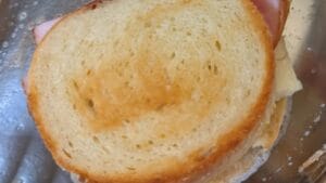grilling 2nd side of grilled ham and cheese sandwich recipe