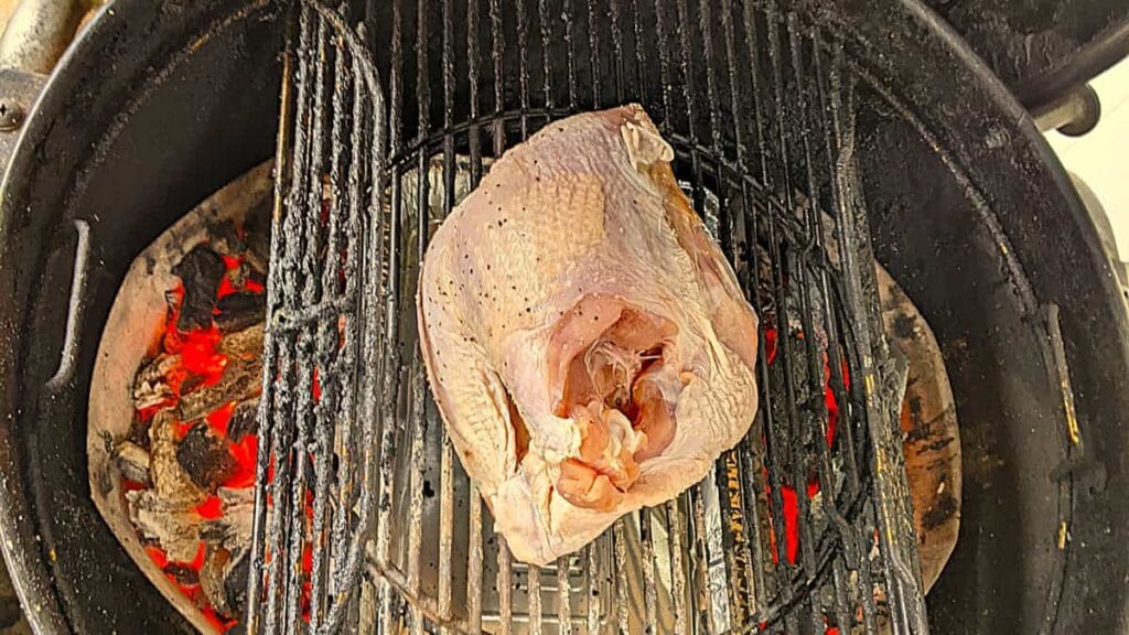 grilling a turkey breast on a weber grill