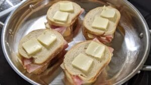 grilling first side of ham and cheese sandwiches recipe