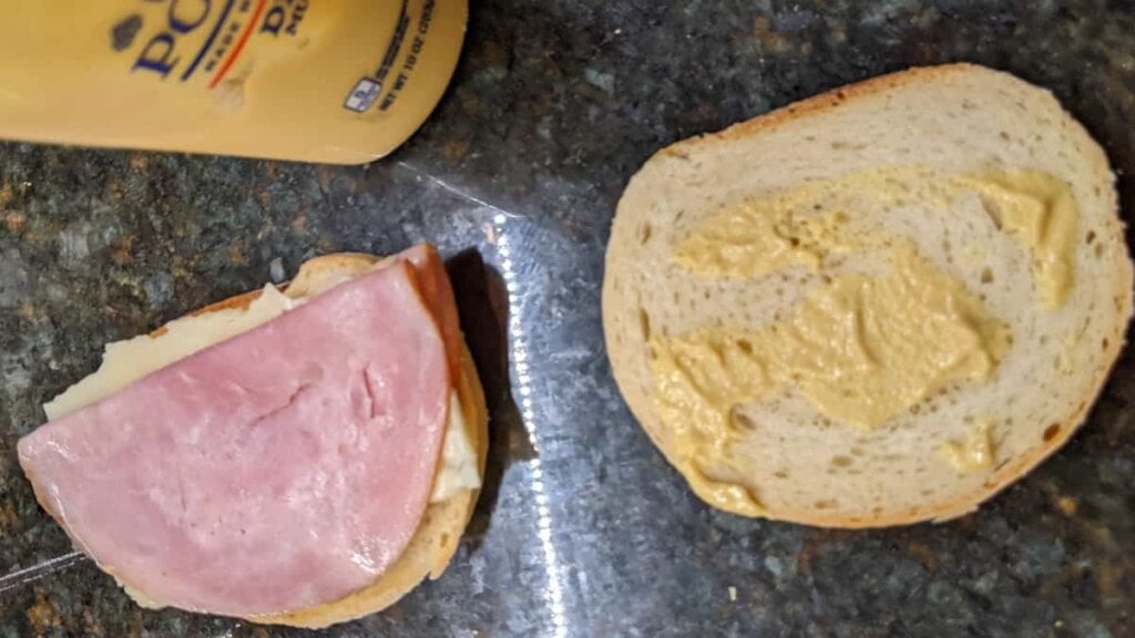 ham and grilled cheese recipe step to make sandwich