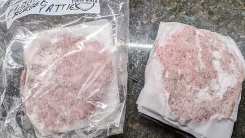 homemade frozen patties and cooking frozen burgers on charcoal grill