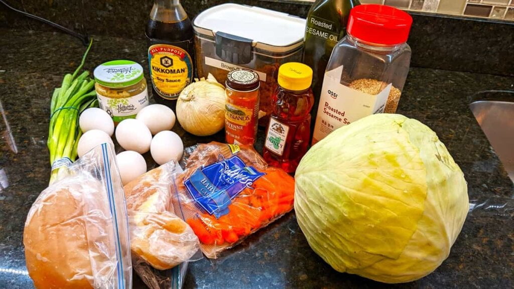 ingredients of asian chicken and rice casserole