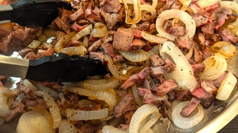 initial cooking methods for open steak sandwich