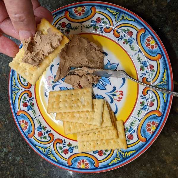 liver pate and club crackers as a christmas appetizer