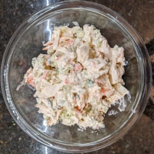 mixed ingredients ready for making crab salad sandwich mixed ingredients ready for making crab salad sandwich