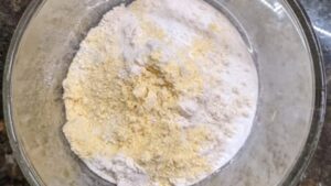 mixing dry ingredients separately for buttermilk cornbread muffins recipe