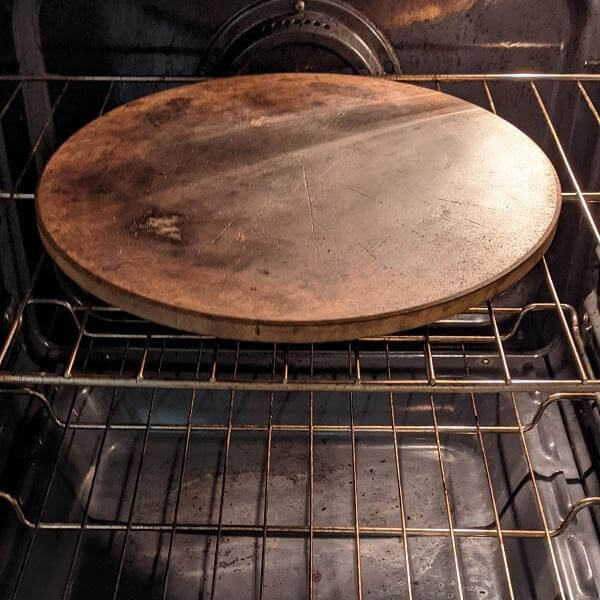 pizza stone preheating in oven 600x600