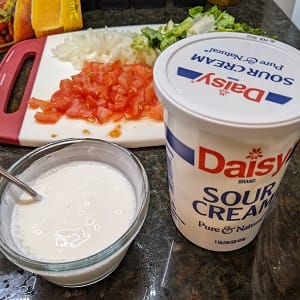 Prep-the-vegetables-and-sour-cream-sauce prep the vegetables and sour cream sauce