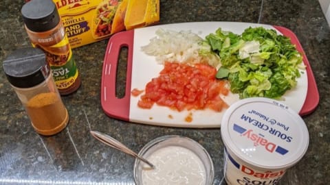 Prep-toppings-while-browning-the-meat prep toppings for tacos recipe with ground beef