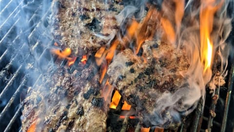 prepare for flare-ups after flipping frozen burgers
