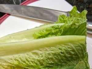 prepare to prep salad with romaine lettuce