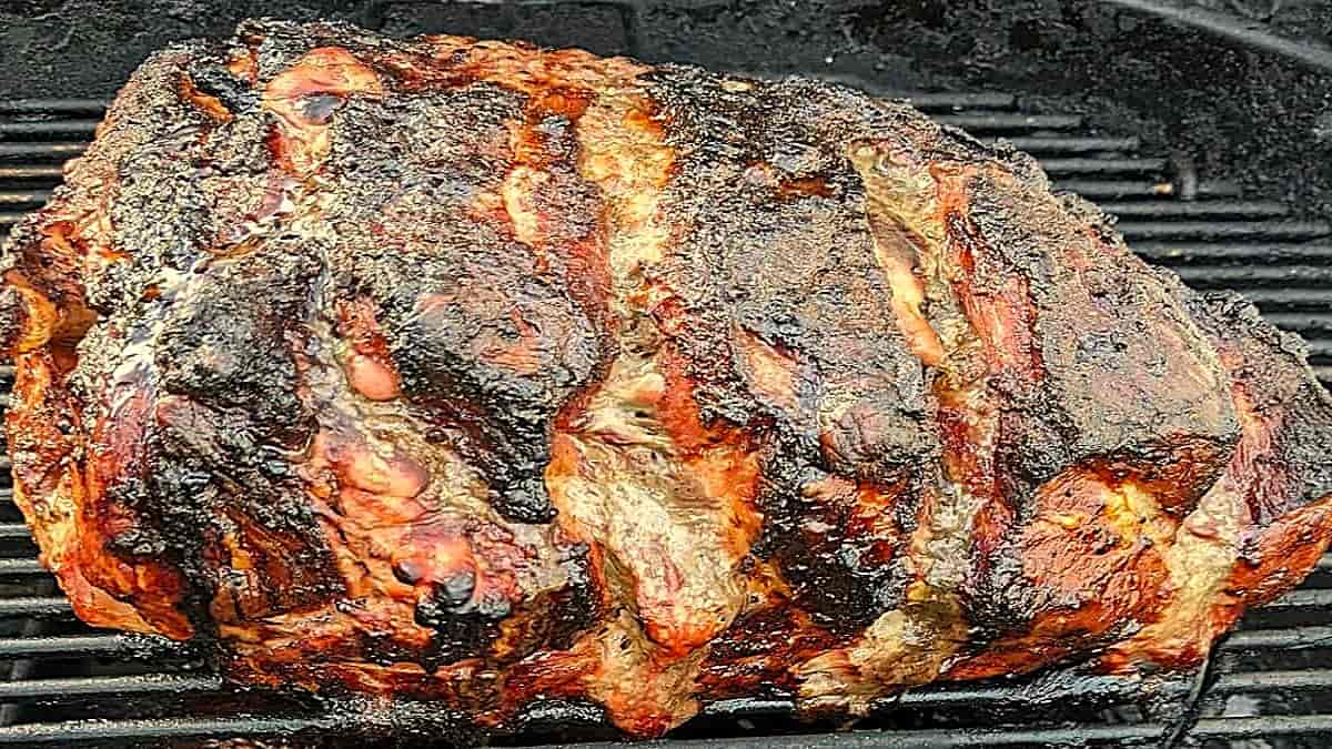 pulled pork on a charcoal grill