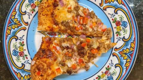 reheat pizza in a skillet and serve