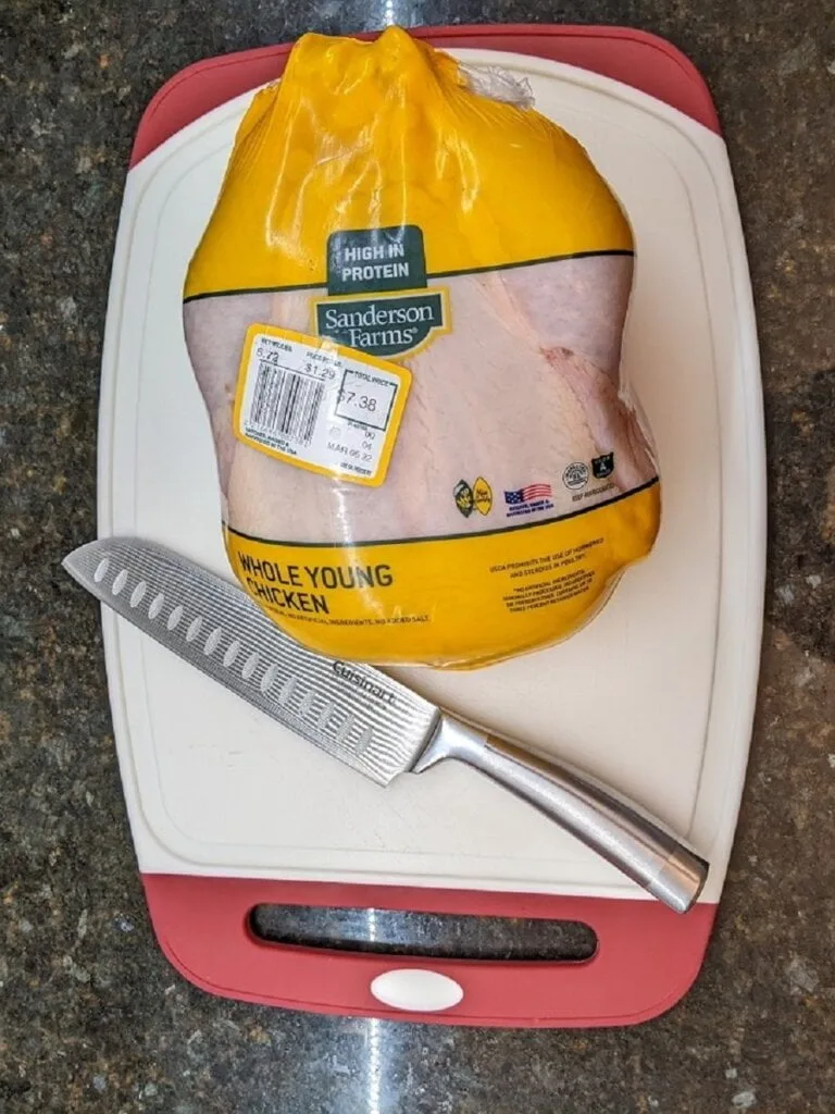 Remove outer chicken pkg and rinse remove outer chicken pkg and rinse