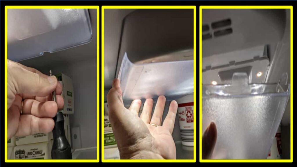 removing cover of whirlpool refrigerator light bulb