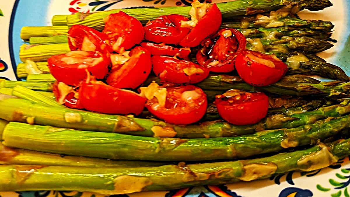 roasted asparagus and cherry tomatoes