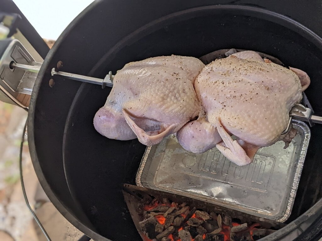 rotisserie indirect heat zone cooking whole chickens