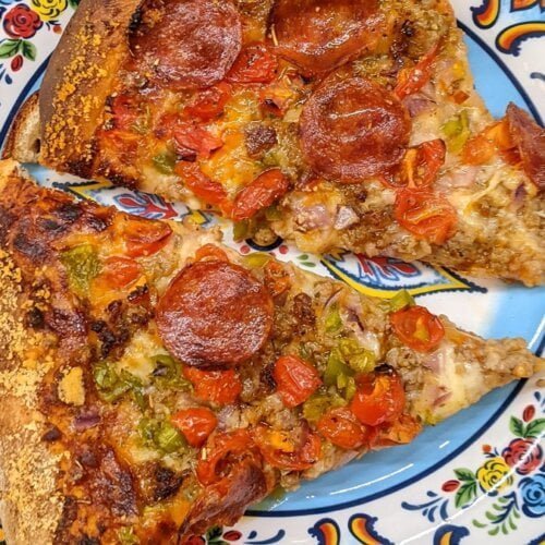 Sausage pepperoni pizza slices recipe