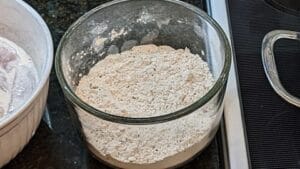 seasoned flour bowl for drenching chicken