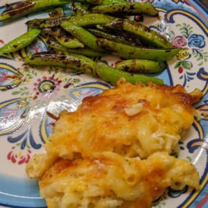 Serving snap peas with mac and cheese serving snap peas with mac and cheese