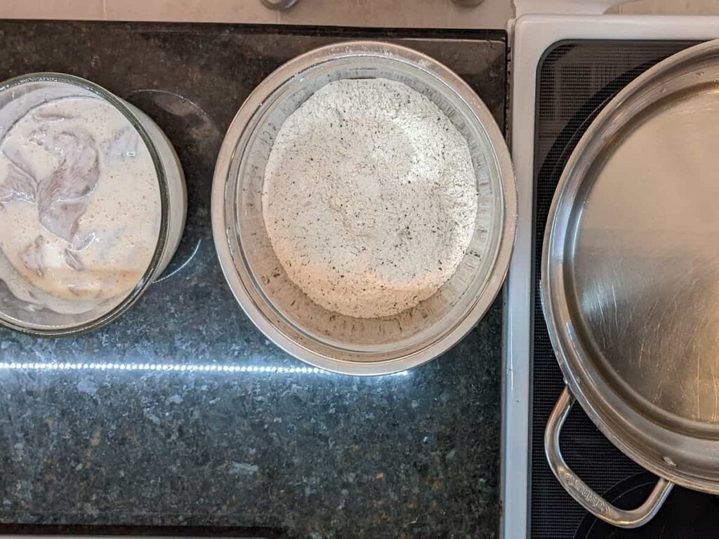 setup a production line for recipe for crispy fried chicken strips