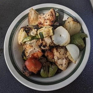 shishkabobs in a serving bowl small