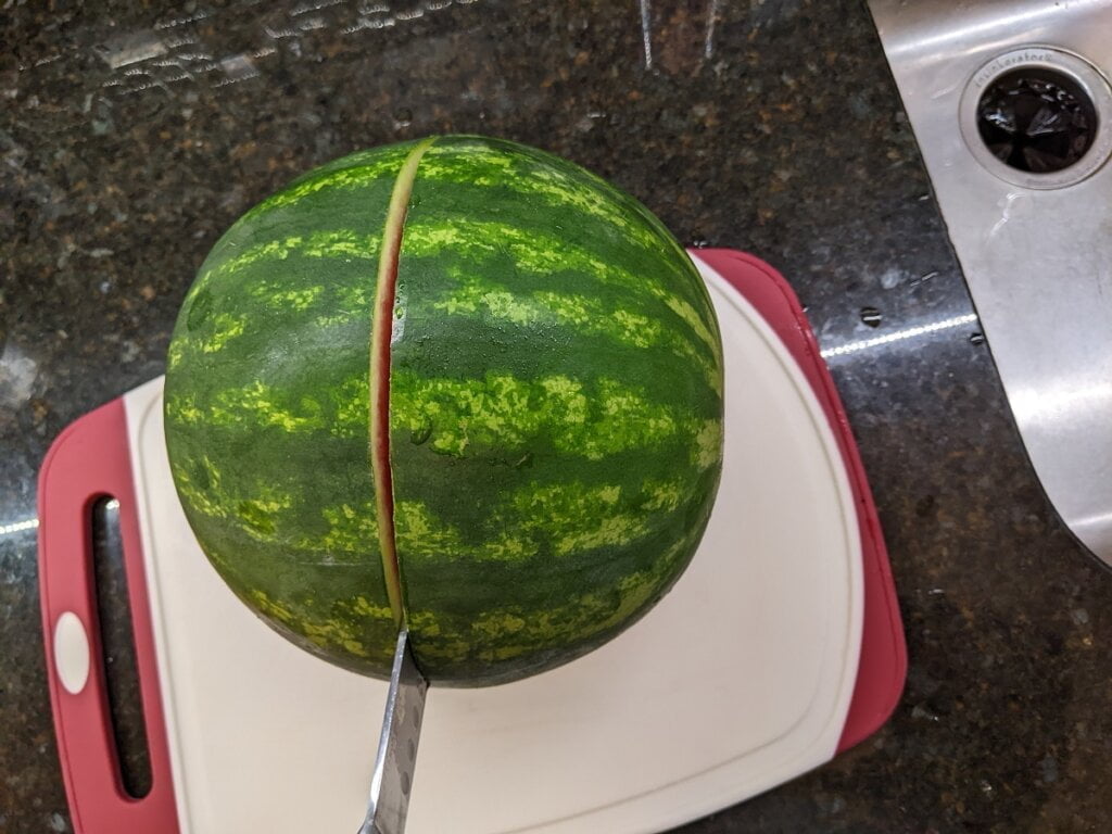 how do you cut watermelon in half