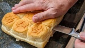 split the rolls for starting to make burger sliders recipe