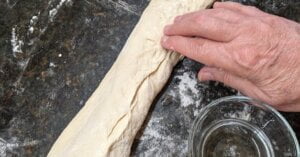 step of rolling up and sealing french bread roll