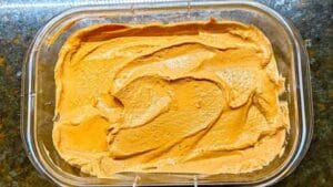 storing homemade chicken liver pate recipe in food container