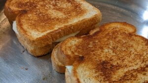 turn grilled cheese over when browned in skillet