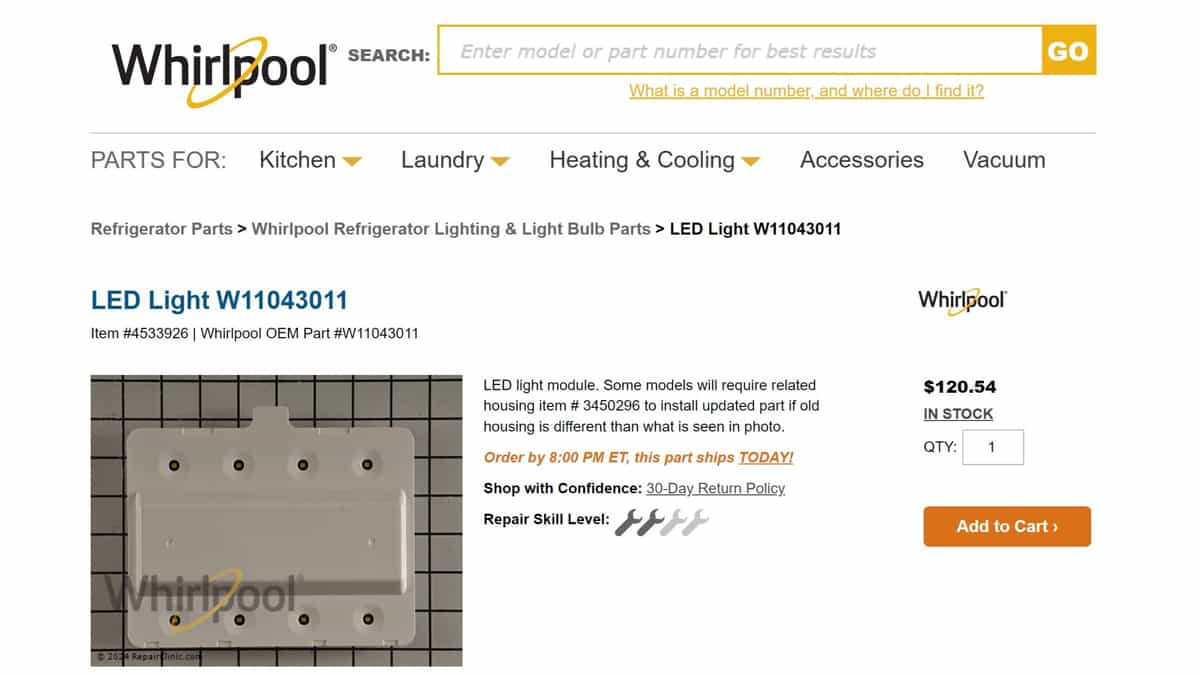 Whirlpool Refrigerator LED Light Module - How To Replace