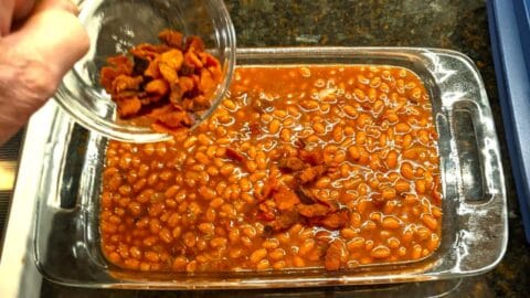 what to add to baked beans from a can like bacon and onions