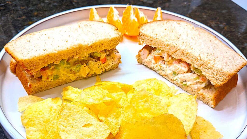 what to serve with chicken salad are potato chips and orange sections